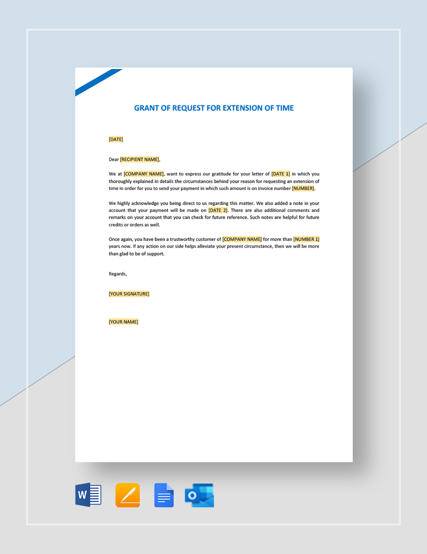Grant of Request for Extension of Time Template in Google Docs, Pages, Word, Outlook, PDF - Download | Template.net