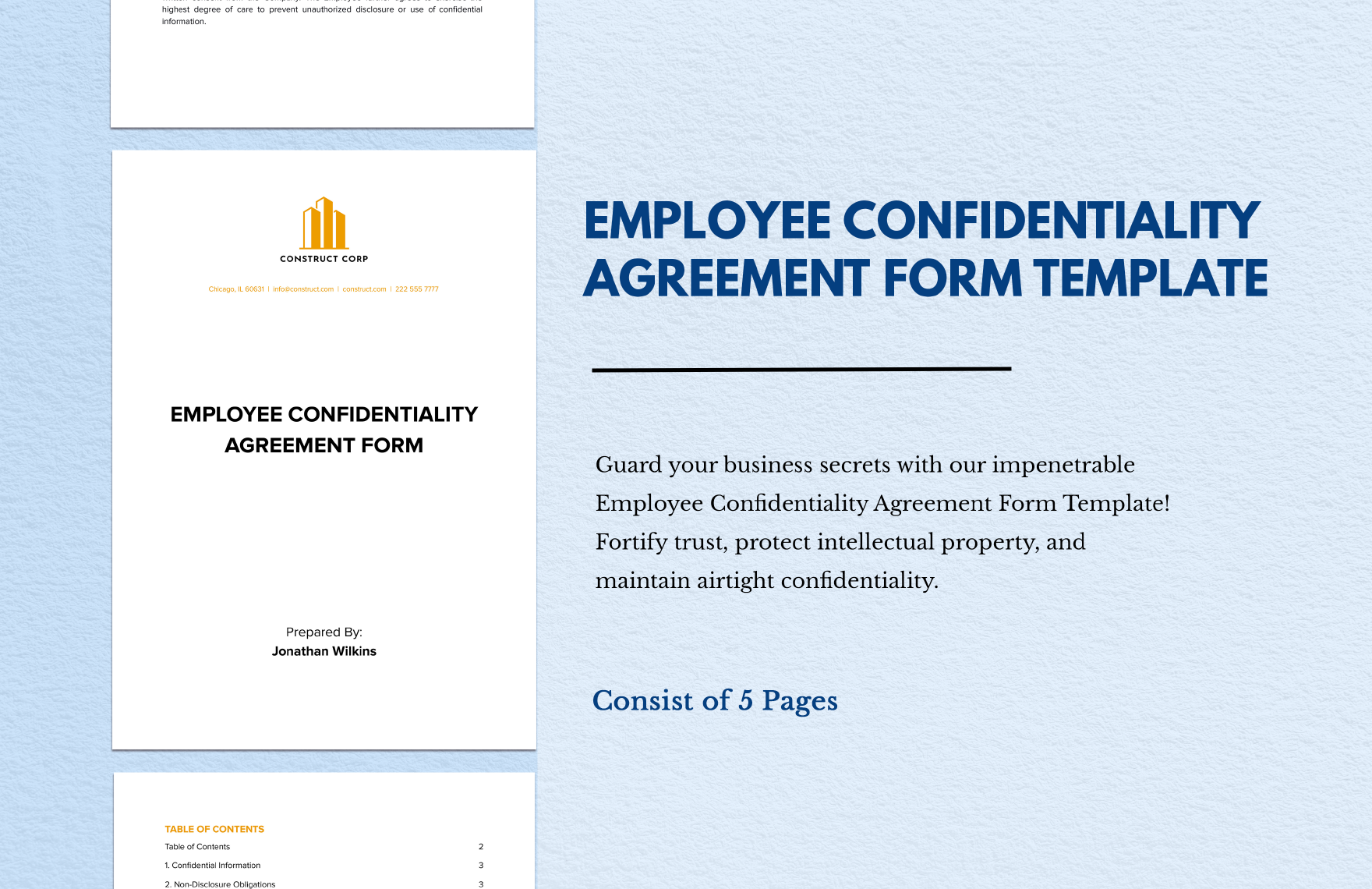 Employee Confidentiality Agreement Form 