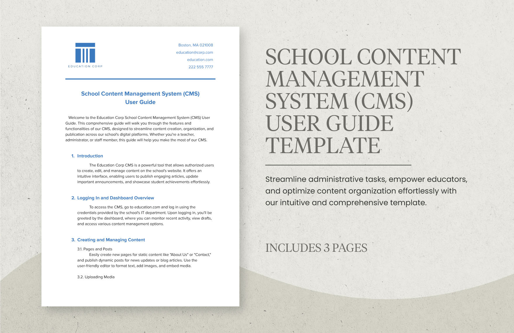 School Content Management System (CMS) User Guide Template
