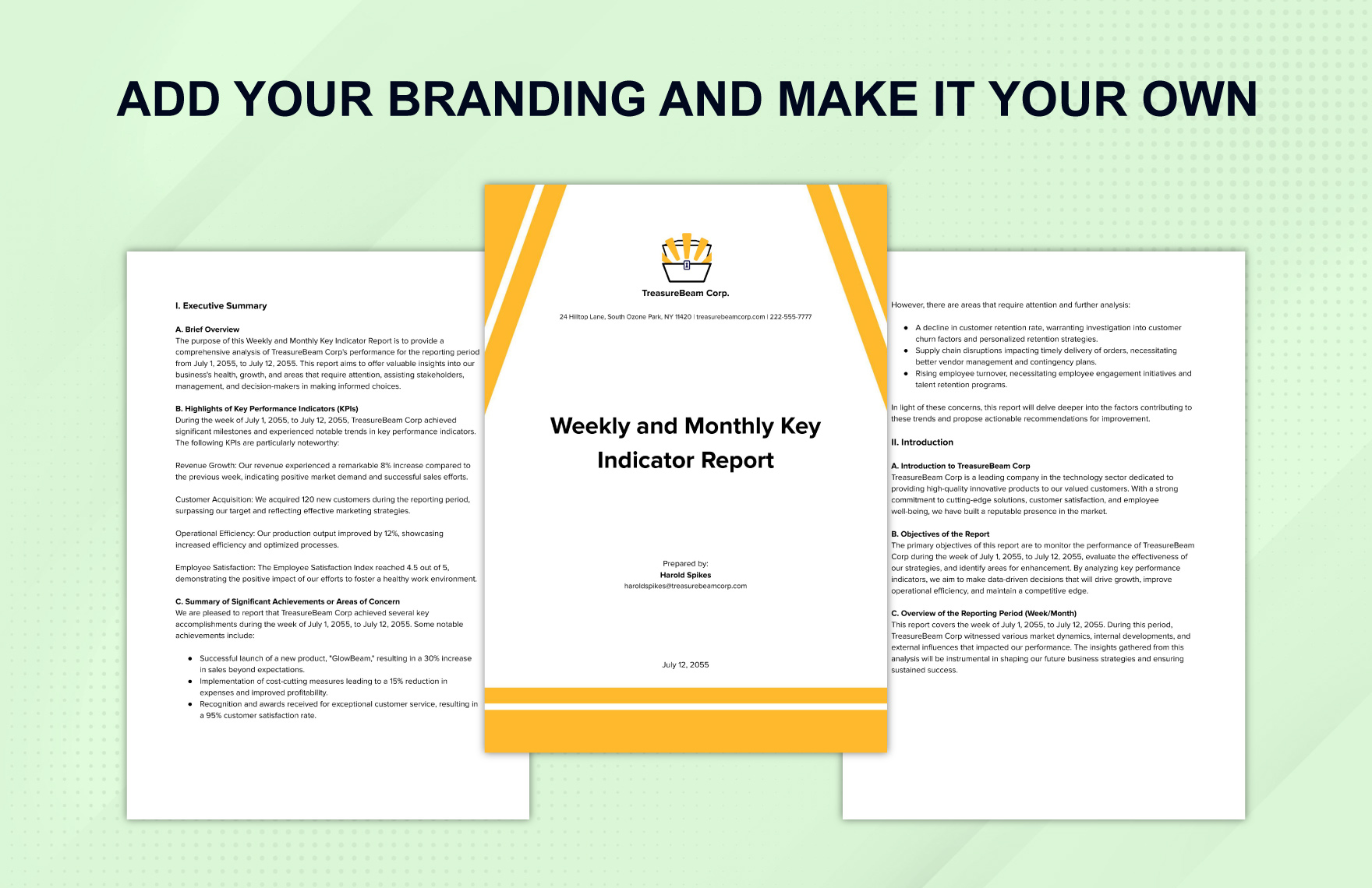 Weekly and Monthly Key Indicator Report Template