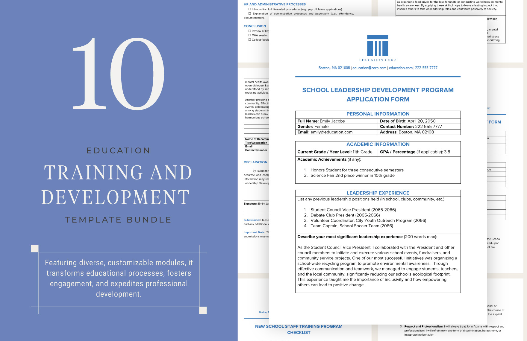 10 Education Training and Development Template Bundle