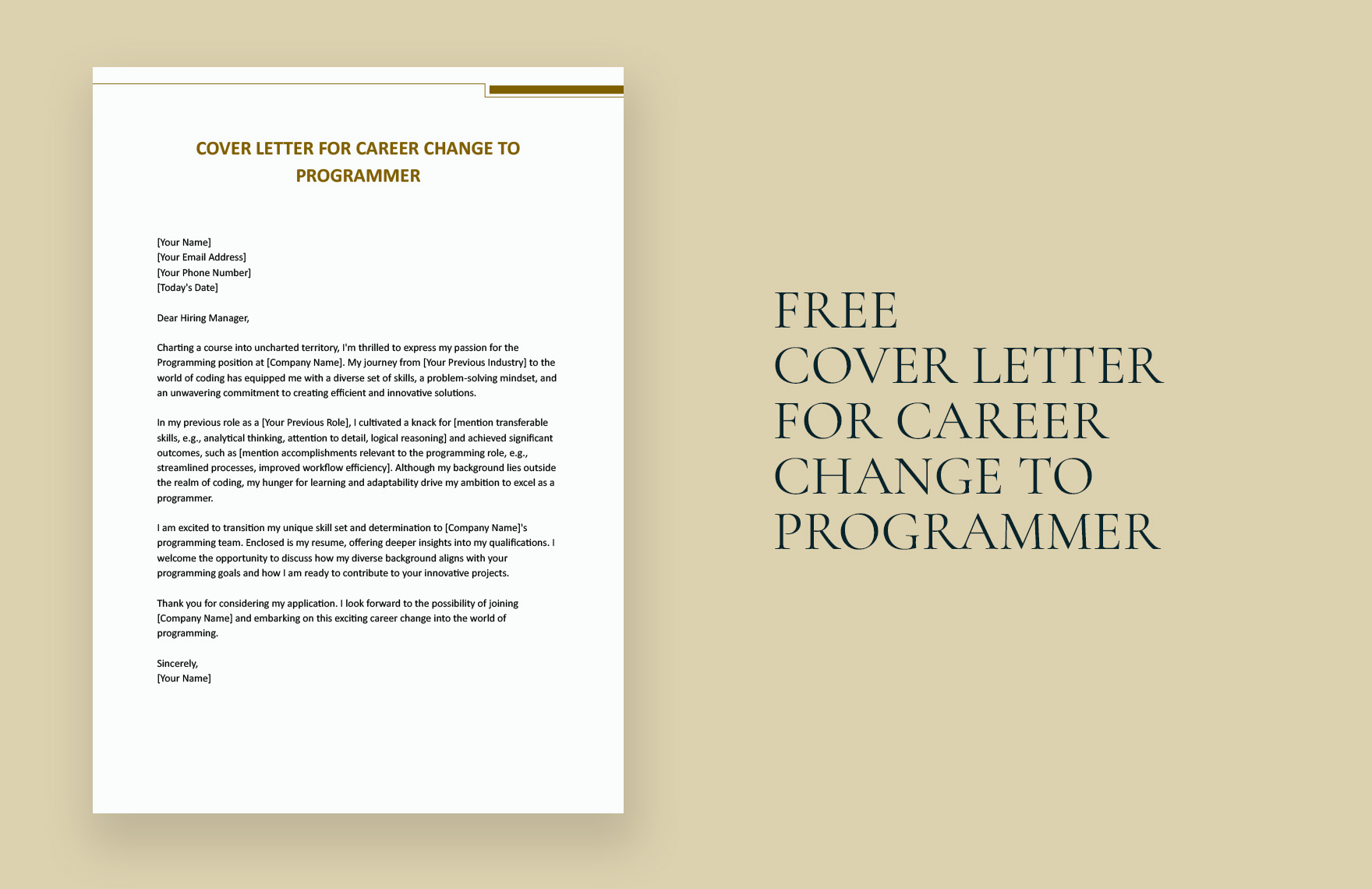 Cover Letter For Career Change To Programmer in Word, Google Docs - Download | Template.net