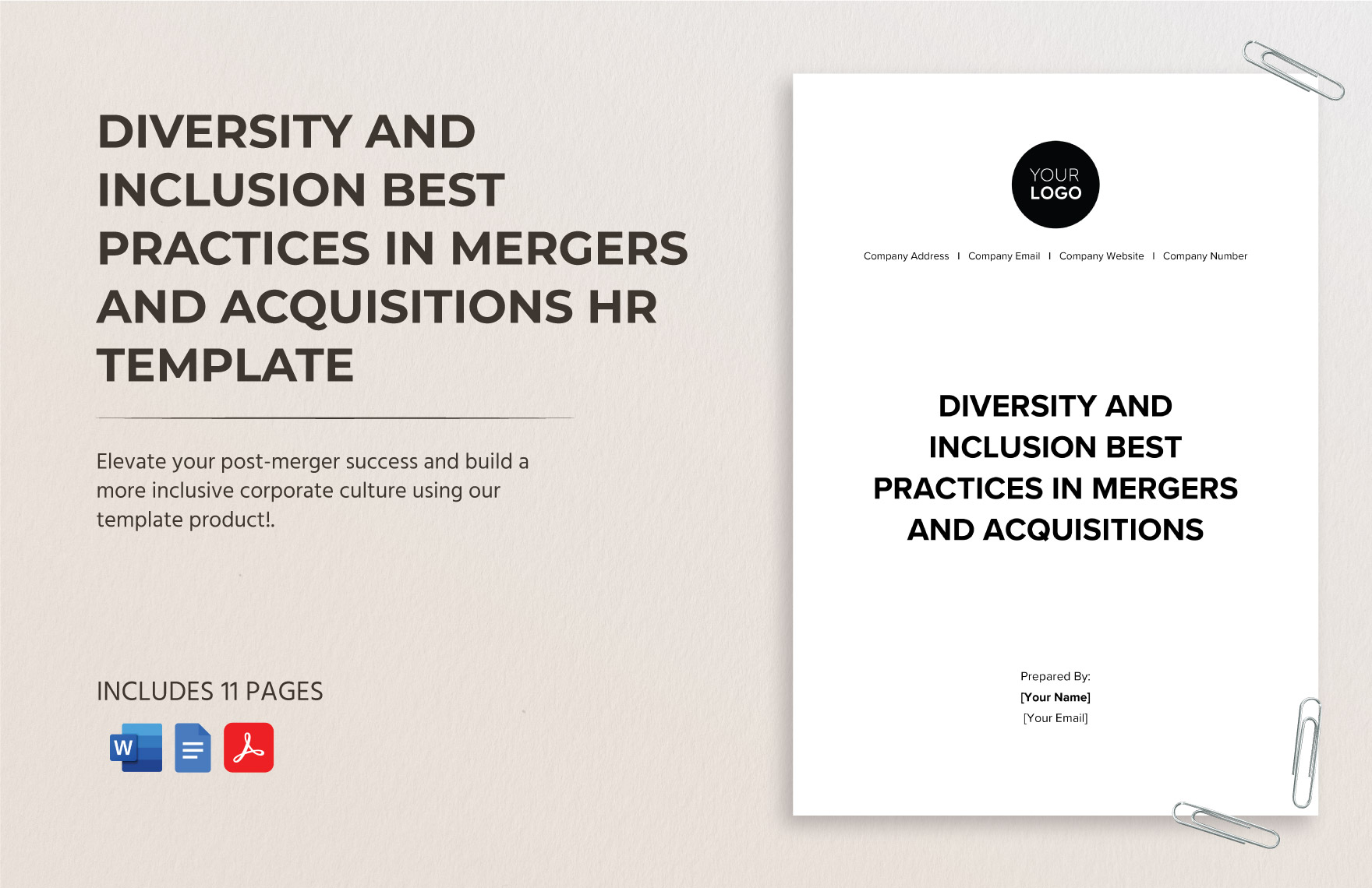 Diversity and Inclusion Best Practices in Mergers and Acquisitions HR Template