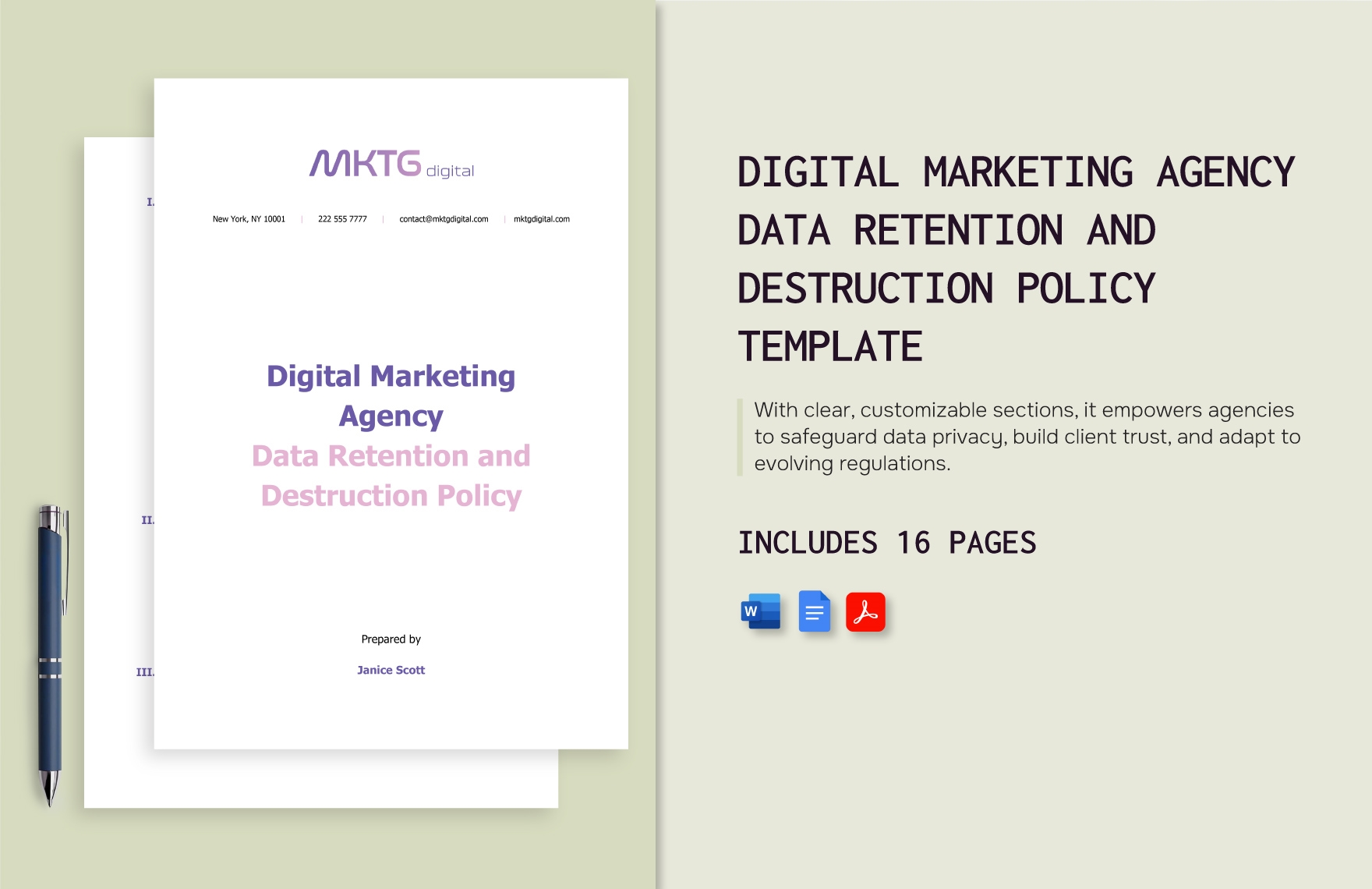 Digital Marketing Agency Data Retention and Destruction Policy Template