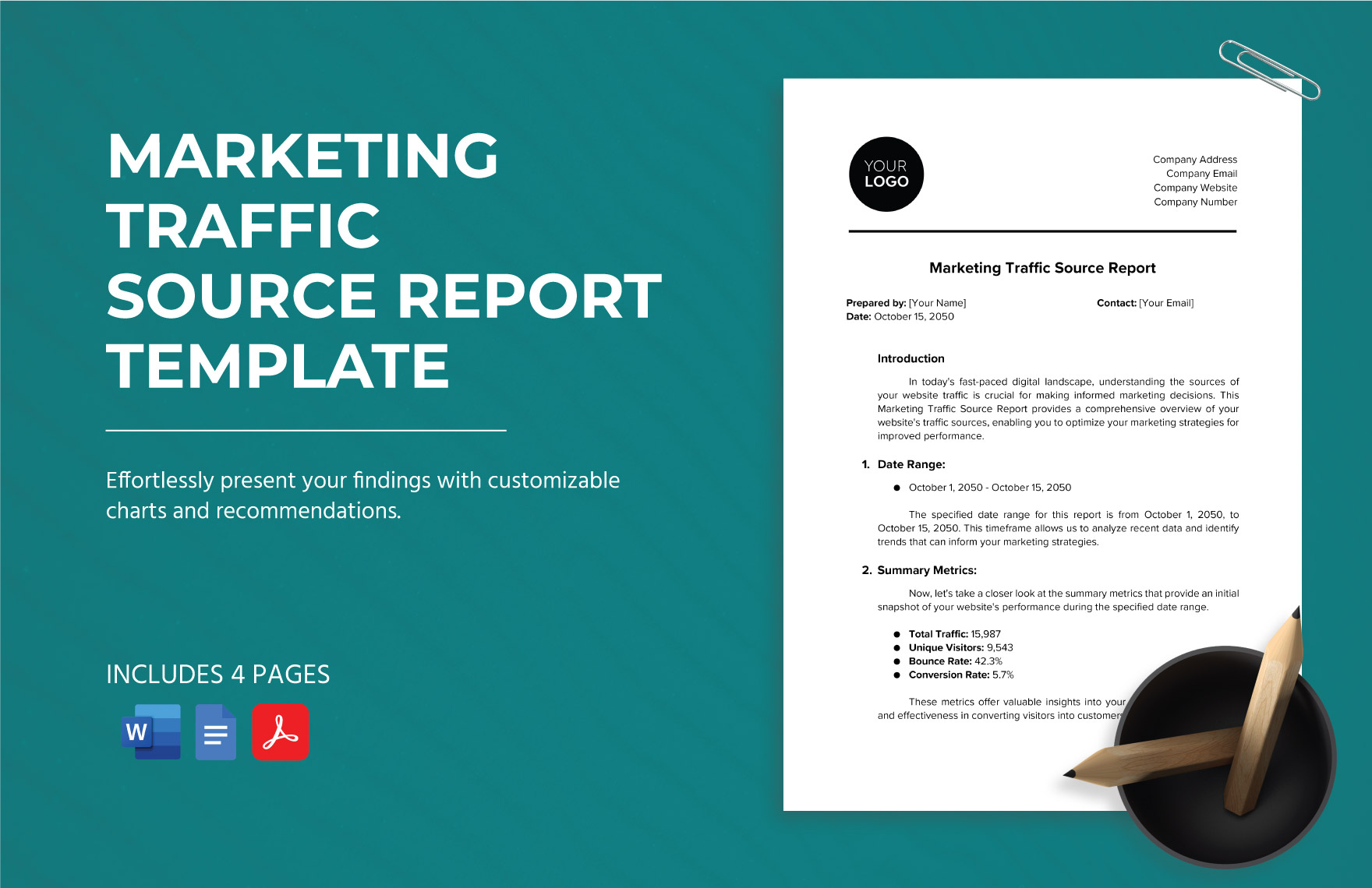 Marketing Traffic Source Report Template