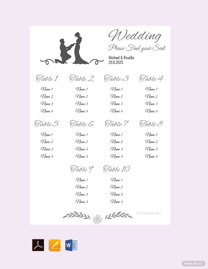Banquet Seating Chart Template