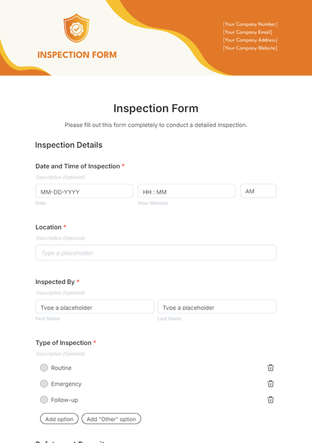 Free Inspection Form Template to Edit Online