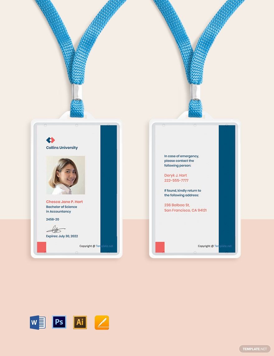 Sample University ID Card Template