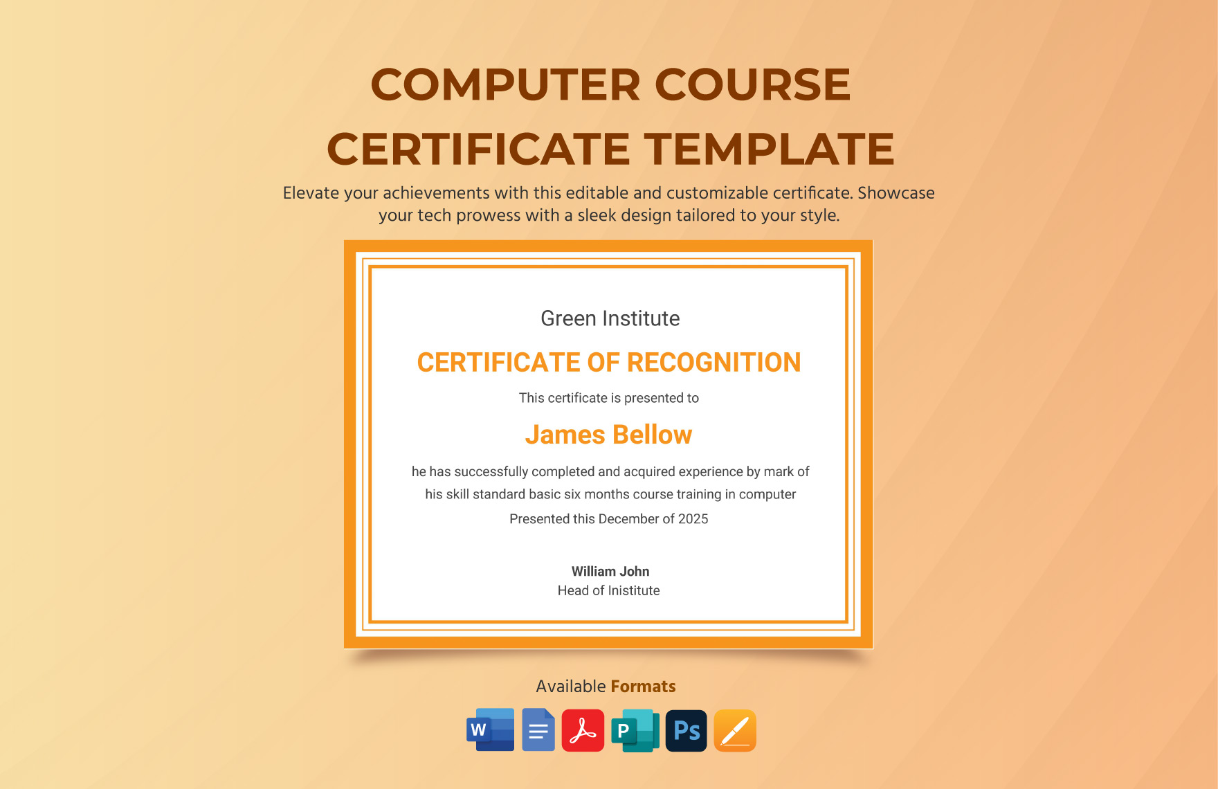 Computer Course Certificate Template in Word, Pages, Publisher, Google Docs, PSD - Download | Template.net