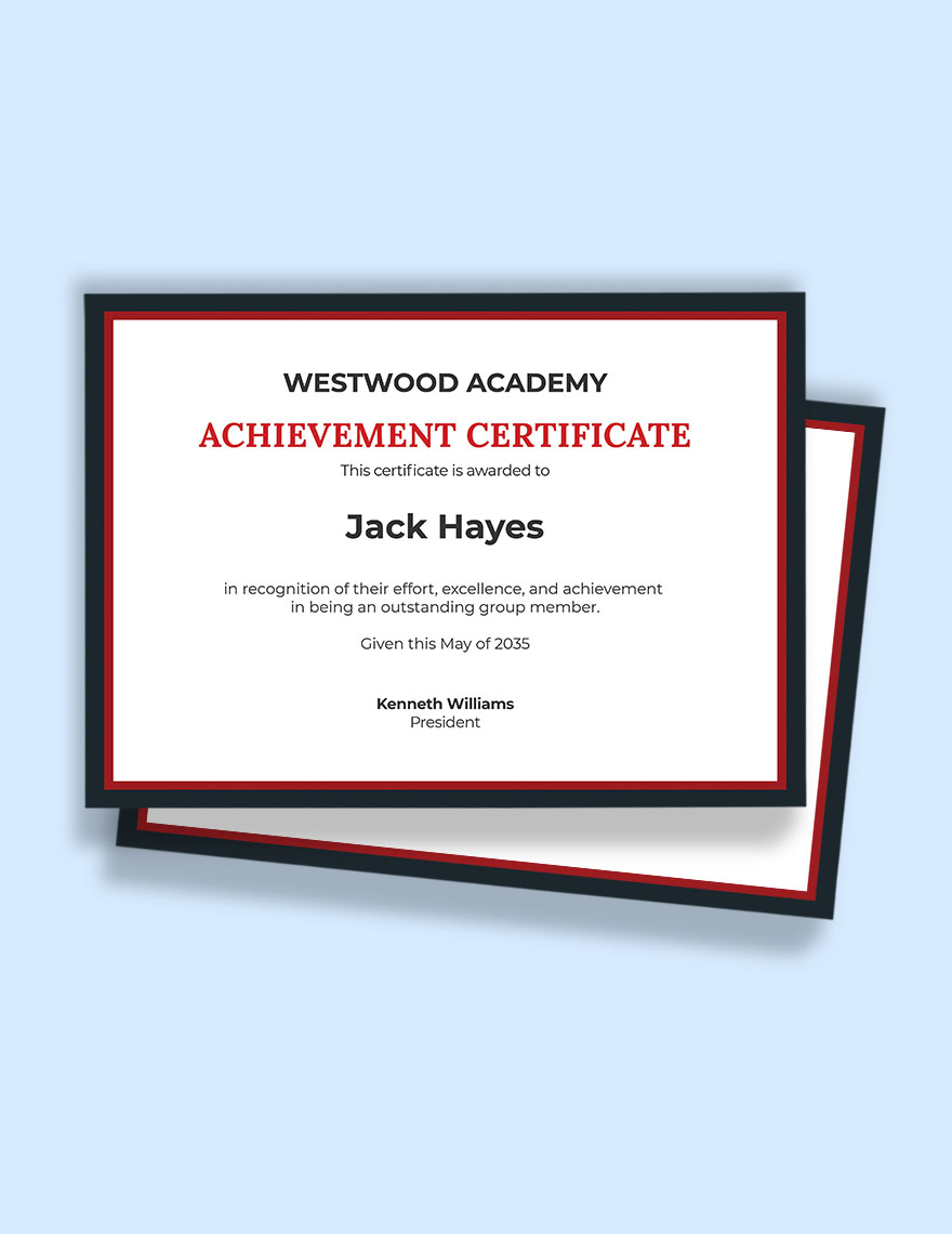 Academic Team Achievement Certificate Template