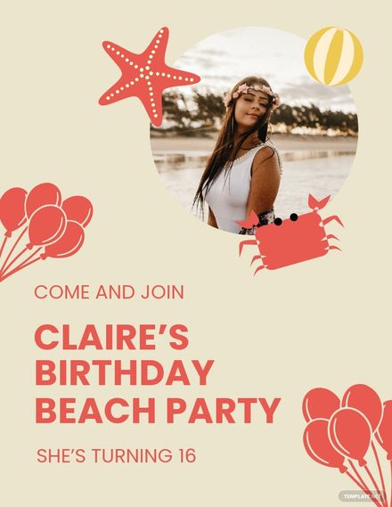 Birthday Beach Party Flyer Template
