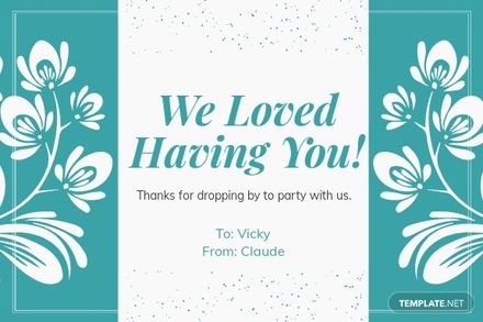 Thank You For Coming Birthday Card Template