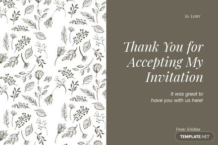 Thank You For Coming Card Template