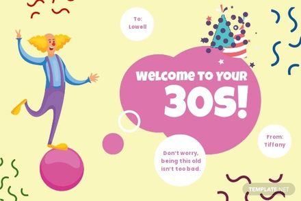Funny 30th Birthday Card Template